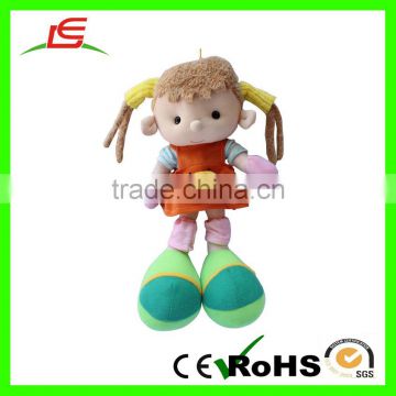 2016 New style cute brown hair cartoon toys plush american girl doll with big foot