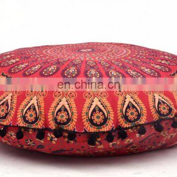 Round Pillow Cover Mandala Cushion Cover Pillow Case Indian 2017 Round Meditation Ottoman Pouf 32"