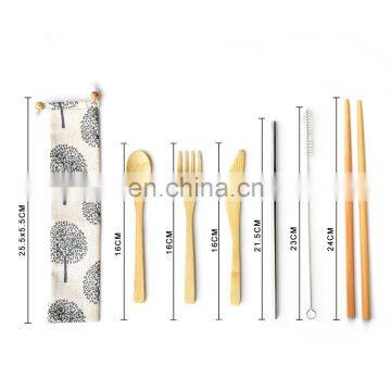 Bamboo Travel Utensils Reusable Bamboo Cutlery Flatware Set Include Fork Spoon Knife