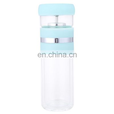 Custom 400ml high quality glass bottle drinking cup with tea infuser