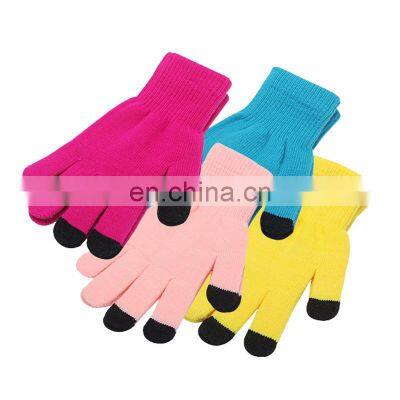 Customize Acrylic Winter Touchscreen Magic Gloves Women Men Warm Stretch Knitted Wool Mittens Touch Screen Gloves