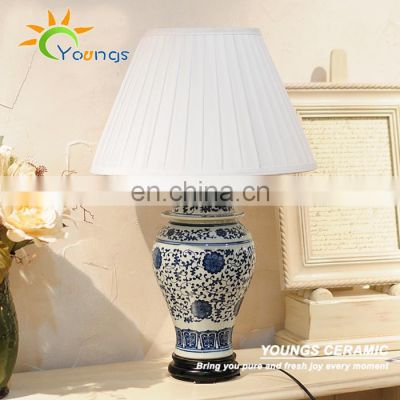 Large chinese traditional blue white ceramic ginger jar desk lamp table base