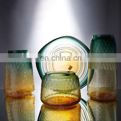 American Hot Selling Luxury Decorative Unique Colorful Hand Made Flower Glass Vase Sets