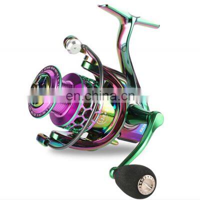 NEW Rainbow Color 14+1BB 1000/2000/3000/4000/5000/6000 Metal Body CNC Handle Cellular Spool Spinning Fishing Reel