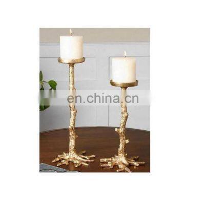 gold plated tree metal candle holder