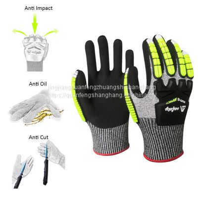 Automatic Innovation Industrial Sandy Nitrile Cut Resistant Impact Glove