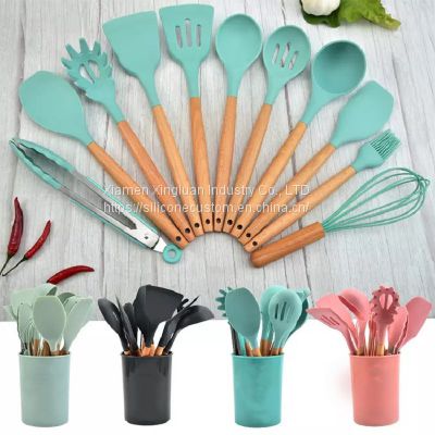 Wholesale 12 Pieces silicone kitchen utensil set Stainless Steel Kitchenware