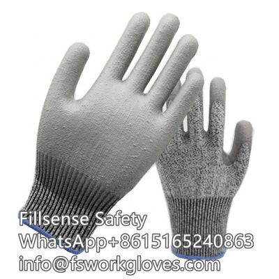 Anti Cut Level 5/C 13 Gauge UHMWPE/HPPE Liner PU Coated Cut Resistant Gloves