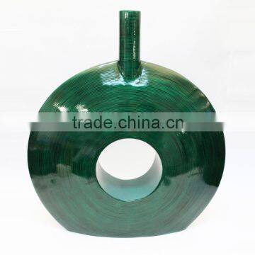 High quality best selling eco friendly spun turquoise lacquer bamboo halo vase in Viet Nam