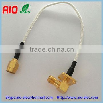 right angle SMA female with square plate flange to straight SMA male RF coaxial extended adaptor cable for CCTV or Antenna,RG174