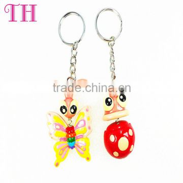 Lovely butterfly and ladybug customized cheap metal key chain