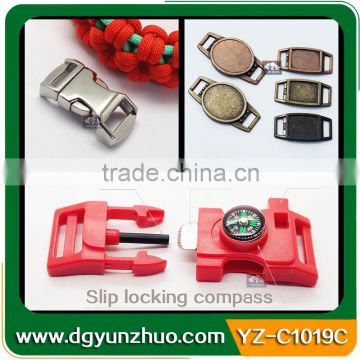 Colorful fire steel flint buckle with compass, whistle buckle with firesteel