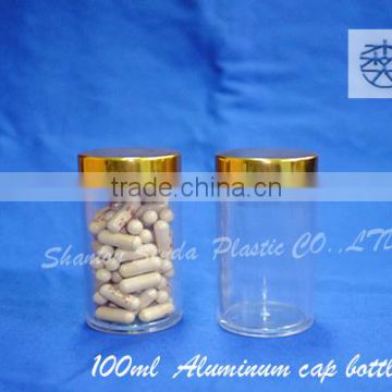 top sale pill plastic bottle for medicine, screw cap plastic medicine bottle for pill, 100ml plastic bottle with aluminum cap
