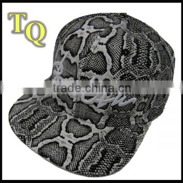 wholesale custom 6 panel printed leather snapback hats with your own logo
