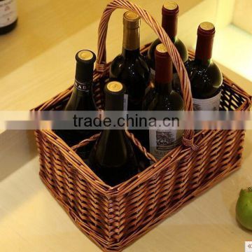 6 bottles wicker bottle carrier baskets