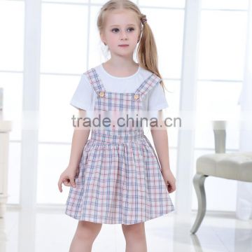 Girls cotton frock designs popular style kid plaid dress for girl