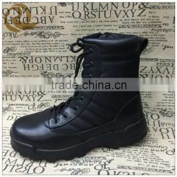 Fashion black good quality leather army military combat boots for man