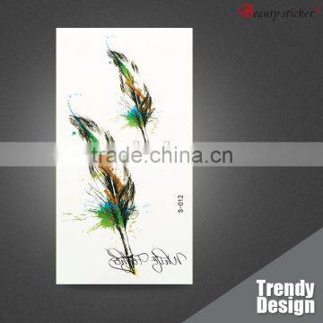 Colorful Feather CMYK Tattoo Sticker