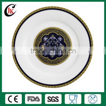 Wholesale antique ceramic decorative plate, gold rimmed dinner plates