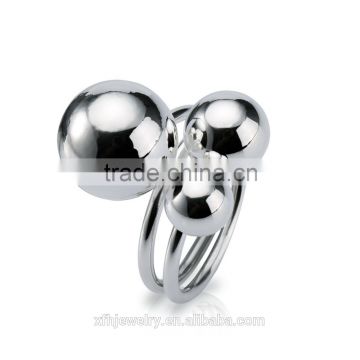 Charming Smooth silver ring design for girl 925 sterling silver three balls ring