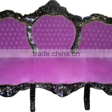 Purple velvet baroque style black sofa