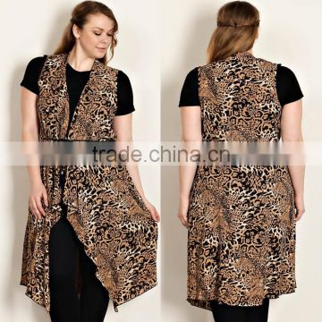 Korea Womans Apparel Manufacturers Cheap 100% Polyester Leopard Print Longline Vest High Waist High Fashion Womens Clothing