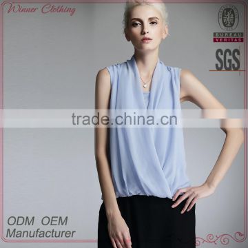 2016 summer clothing directly manufacturer chiffon sleeveless latest fashion blouse design