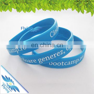 Fashion Unisex Silicone Wristbands Rubber Bracelet / embossed color filled silicone hand band