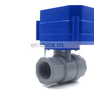 CTF-001 DN32 DN25 UPVC double union thread DC24V CR04 normally close motorized PVC plastic ball valve with position indicator