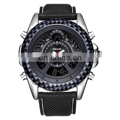 SMAEL 1369 Men's Fashion&Casual Watch Quartz+Digital Movement Nylon Band Business Watch Alarm Date Week