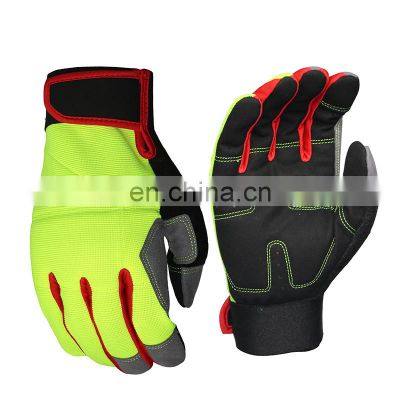 Synthetic Leather Mechanic Gloves With Adjust Wristband Motorcycle Driving Gloves Bikers Riding Glove Mining