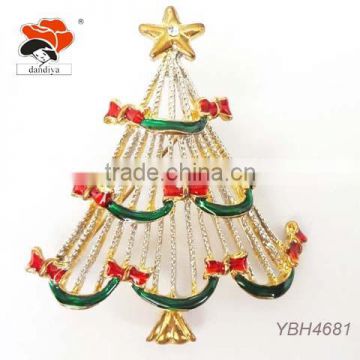 Fashion Decorative Jewelry Alloy Enamel Christmas Tree Brooch