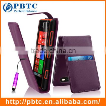 Set Screen Protector Stylus And Case For Nokia Lumia 820 , Dark Purple Leather Wallet Cover