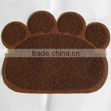 Brown color Pet Paw print litter mat for cats/PVC mat/vinyl cushion floor mat 45x60cm