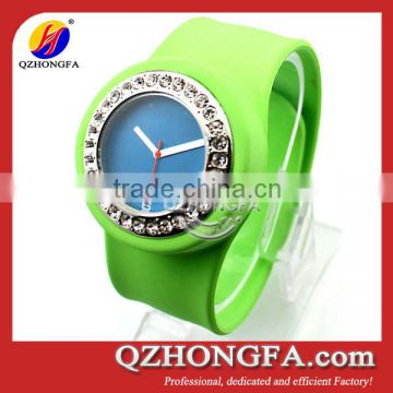 bling crystal silicone slap band watch
