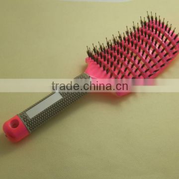 professional boar bristle neon color curved hair brush with magnet handle
