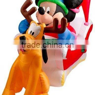 Inflatable Mickey, Minnie and Pluto in Sleigh