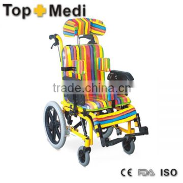 Rehabilitation Therapy Supplies colorful aluminum manual kids reclining wheelchair
