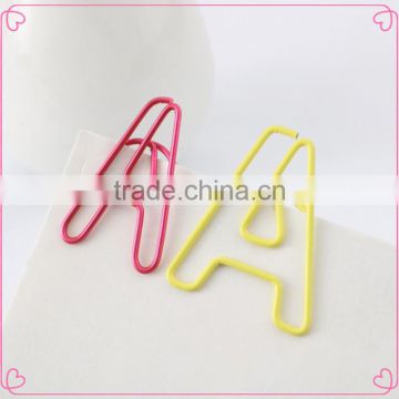 Eco-friendly personalized assorted colors metal letter A shaped paper clip
