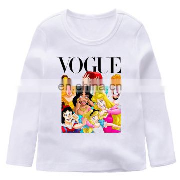 VOGUE Long Sleeve T-shirt Girls' Tops Kids T-shirts Fashion European and American Style Princess Series Printing