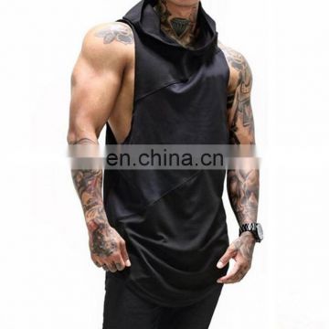 Men's Muscle drop armhole Gym Gentleman Bodybuilding Stringer cotton hoodie Tank Tops