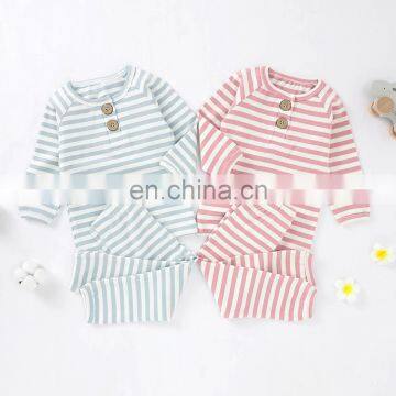 Organic Cotton Rib Knitted Pajamas Set For Baby Girls