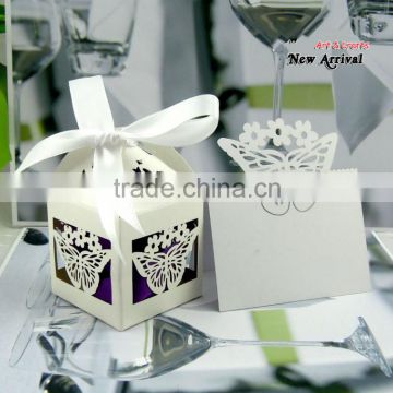 butterfly custom wedding decoration set candy box and table card,laser cut paper wedding decorations