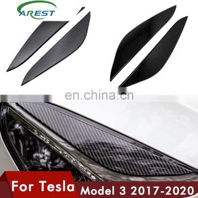 Lamp Eyebrow For Tesla Model 3 Accessories Carbon Fibre ABS Decorative Strip For Car Front Light Eyebrow Model Three Model3 2020