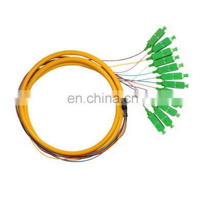 FTTH 12 Color Fiber scapc 12 color Optic Pigtail  sc/apc 12 core color fiber optic pigtail sm 2m