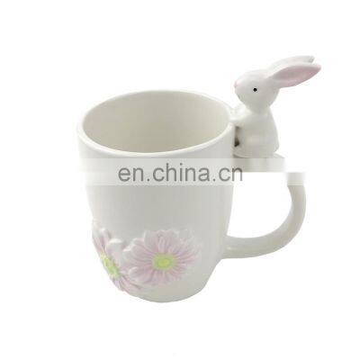 easter bunny customized white 3d animal rabbit rabbit shaped ceramic coffee mug