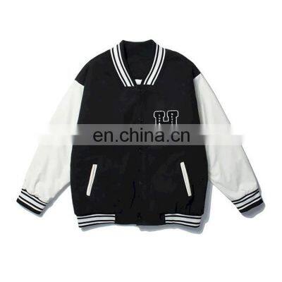 2021 new wholesale streetwear type casual Windproof black letterman pattern mens  jacket