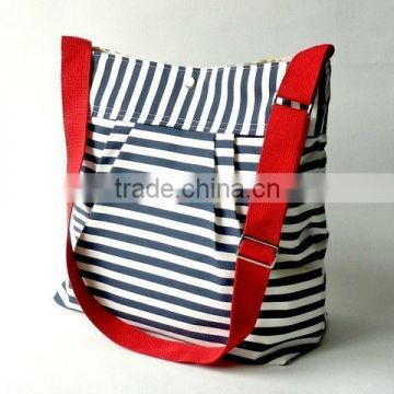 Pleated French NAVY and white Striped Messenger Baby bag