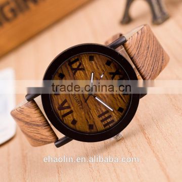 Best selling products simulation wooden leather strap wood wristwatches for men women lady watches