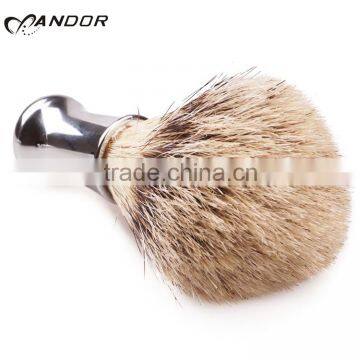 Silvery synthetic hair shaving brush kit with stand